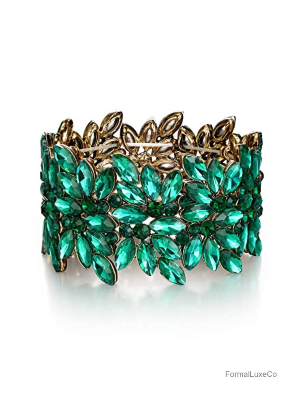 Marquise Crystal Art Deco Stretch Bracelet Vintage Wedding Prom Jewelry